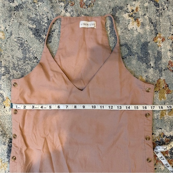 Linen Lux Cottage Core Pink Buttton Side Dress - Picture 7 of 7